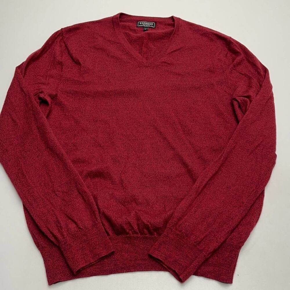 EXPRESS Men’s Large Red V Neck Merino Wool Sweater